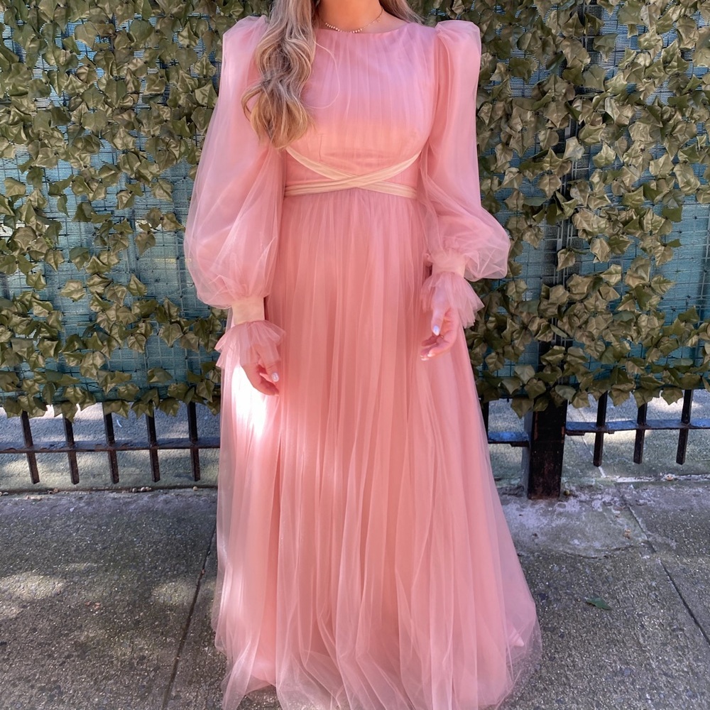 Custom Made Elegant Pink Tulle Gown